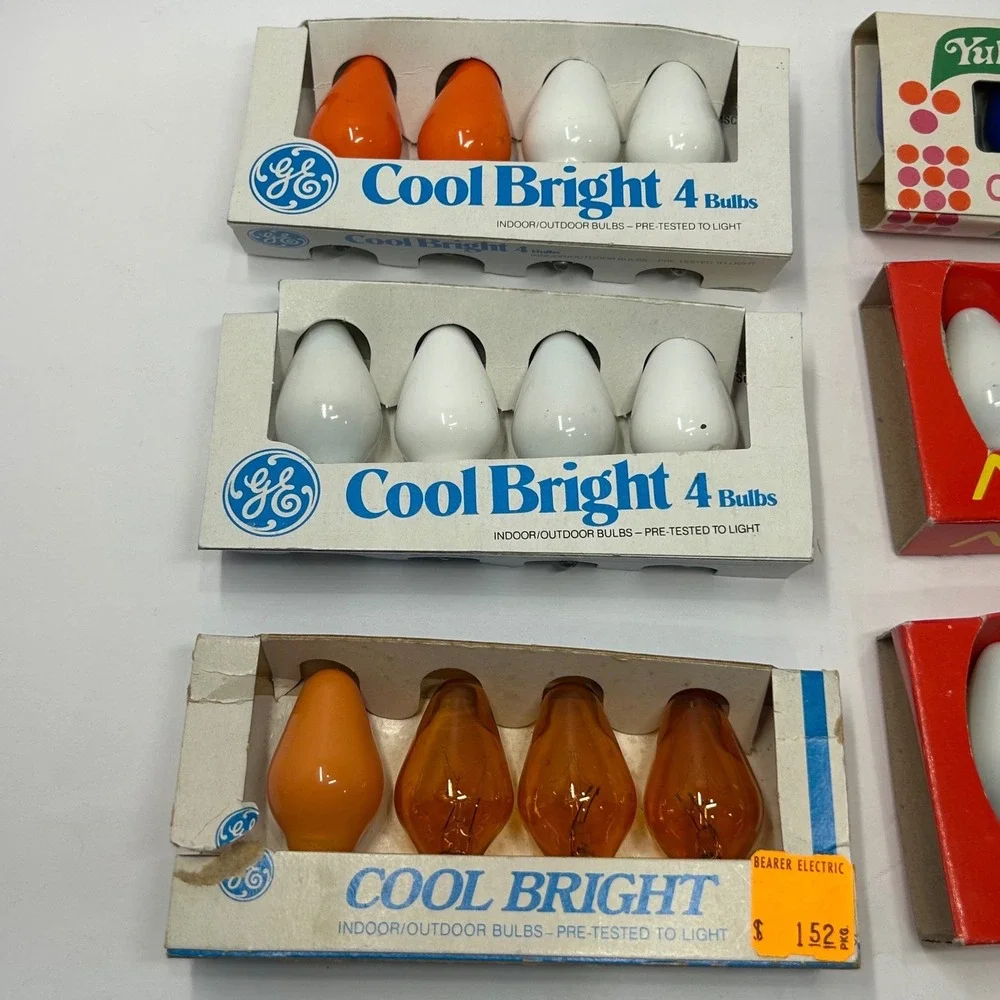 Vintage‎ GE NOMA Santa Trim C7 Christmas Light Bulbs Lot White Orange Untested